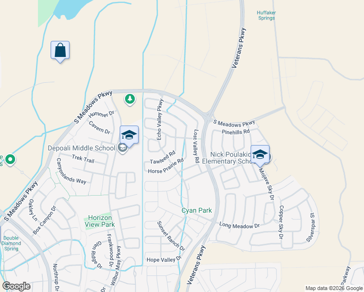 map of restaurants, bars, coffee shops, grocery stores, and more near 2165 Horse Prairie Road in Reno