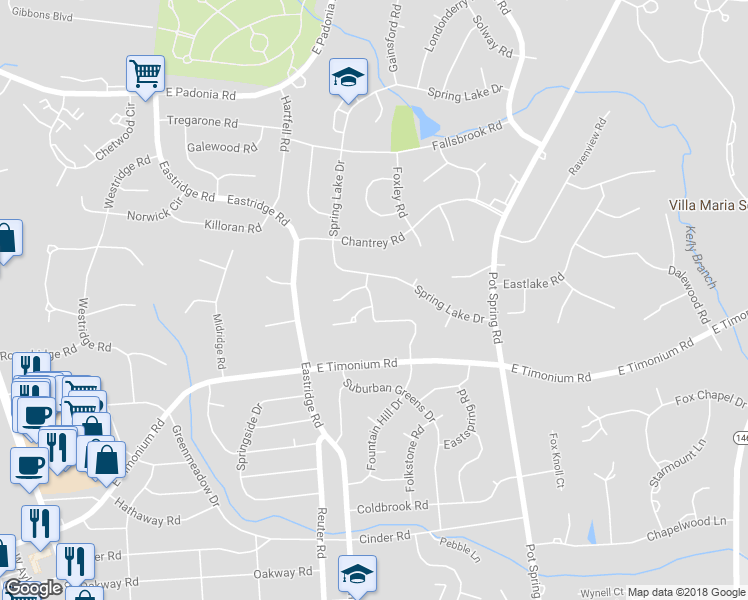 map of restaurants, bars, coffee shops, grocery stores, and more near 178 Wonderview Road in Lutherville-Timonium