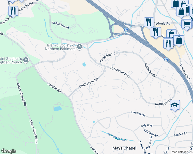 map of restaurants, bars, coffee shops, grocery stores, and more near 2 Ballyhean Court in Lutherville-Timonium