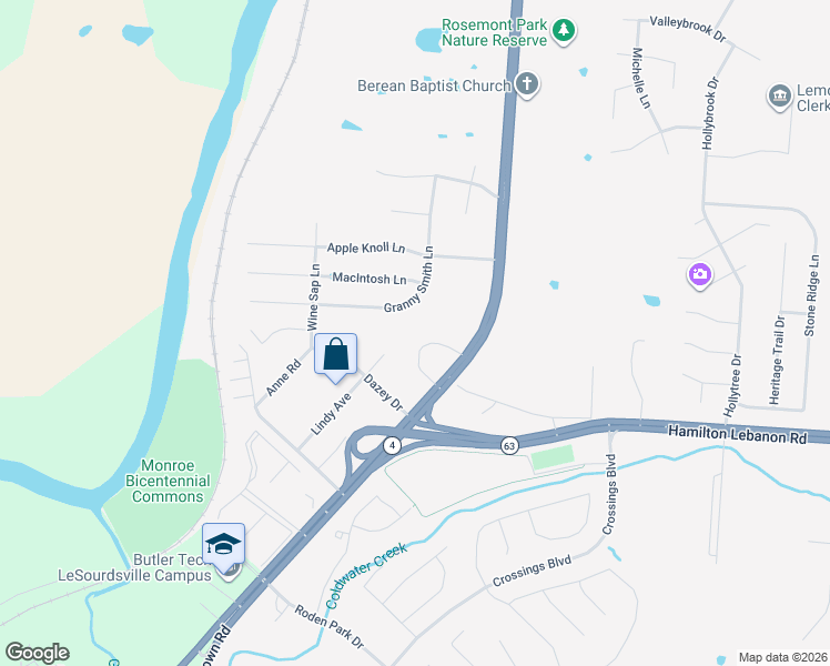 map of restaurants, bars, coffee shops, grocery stores, and more near 54 Woodcrest Drive in Middletown