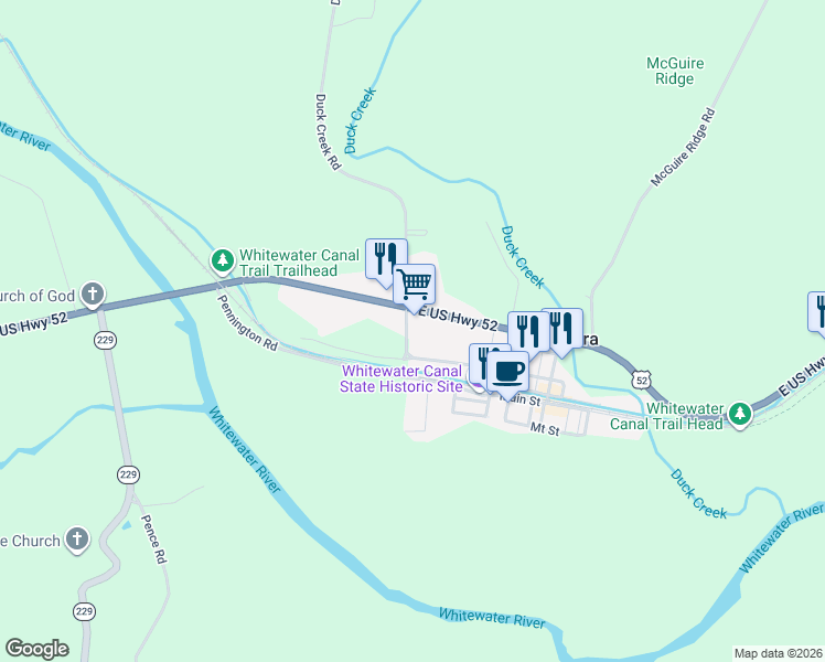 map of restaurants, bars, coffee shops, grocery stores, and more near 19104 U.S. 52 in Metamora