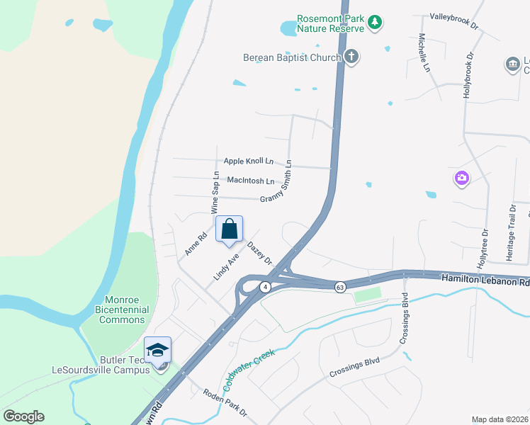 map of restaurants, bars, coffee shops, grocery stores, and more near 54 Woodcrest Drive in Middletown
