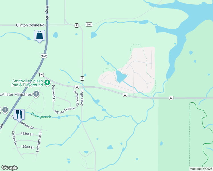 map of restaurants, bars, coffee shops, grocery stores, and more near 1407 Northeast 196th Street in Smithville