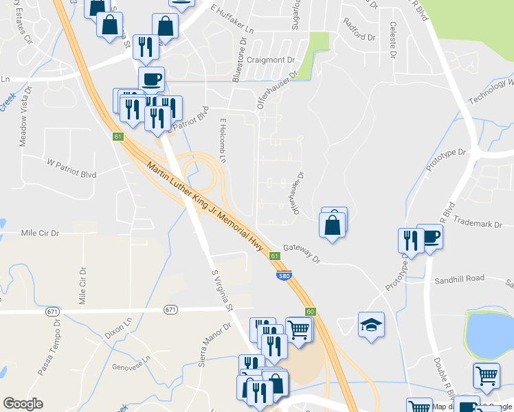 map of restaurants, bars, coffee shops, grocery stores, and more near in Reno