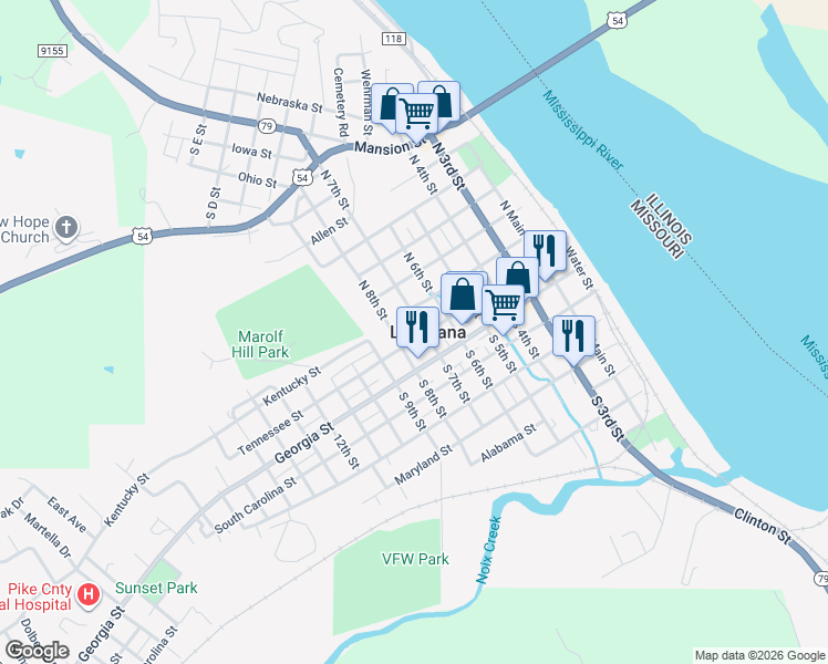 map of restaurants, bars, coffee shops, grocery stores, and more near in Louisiana