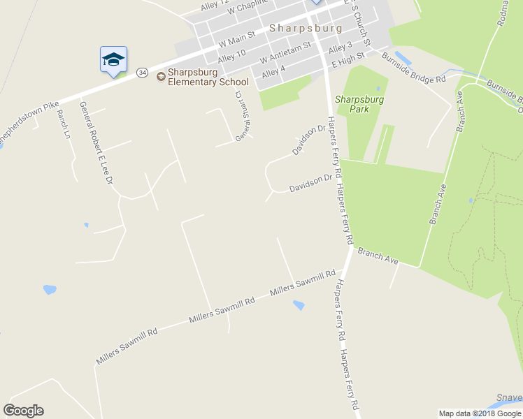 map of restaurants, bars, coffee shops, grocery stores, and more near 4902 Shuvee Court in Sharpsburg