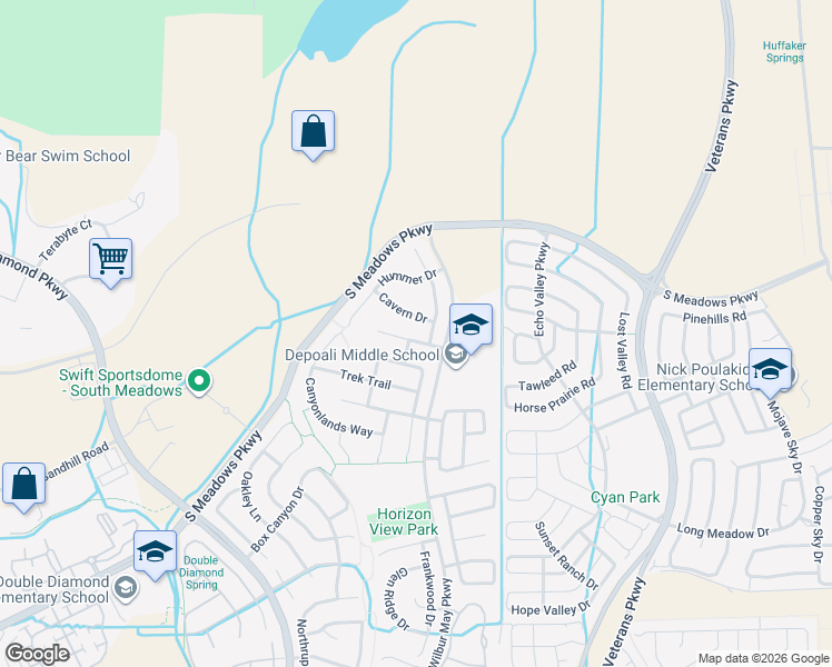 map of restaurants, bars, coffee shops, grocery stores, and more near 1764 Back Country Road in Reno