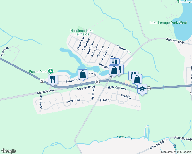 map of restaurants, bars, coffee shops, grocery stores, and more near 6309 Harding Highway in Hamilton