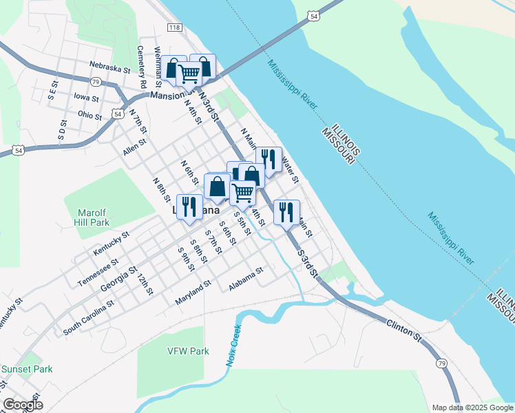 map of restaurants, bars, coffee shops, grocery stores, and more near 317 North Carolina Street in Louisiana