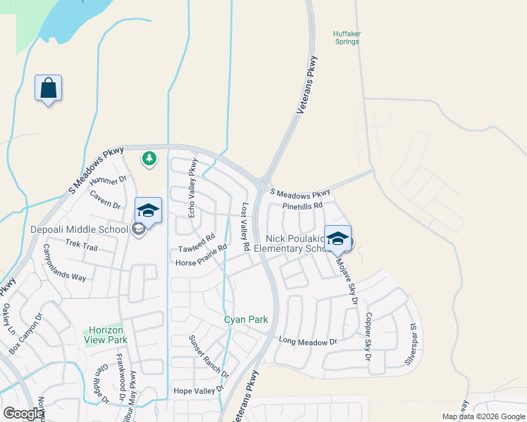 map of restaurants, bars, coffee shops, grocery stores, and more near 9279 Red Spring Drive in Reno