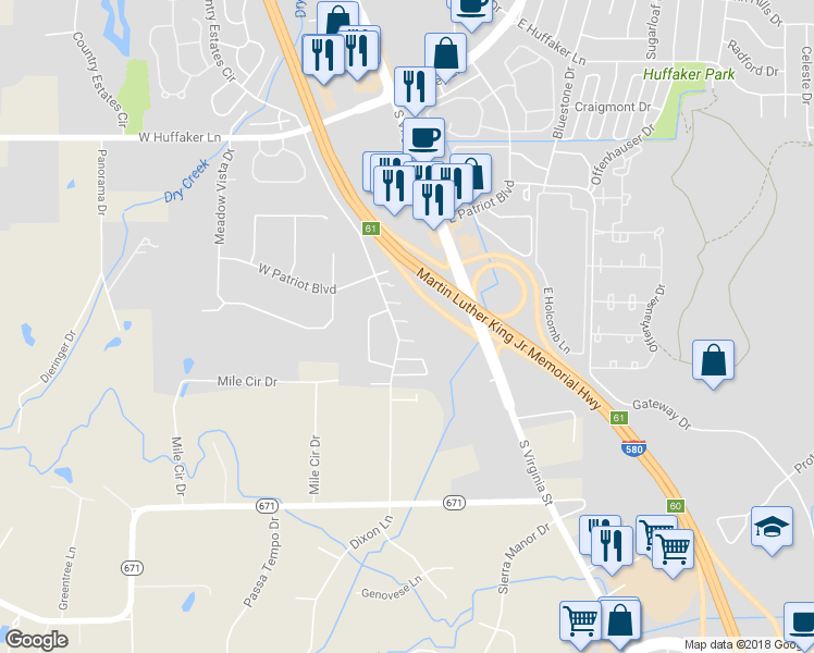 map of restaurants, bars, coffee shops, grocery stores, and more near 8880 Dixon Lane in Reno