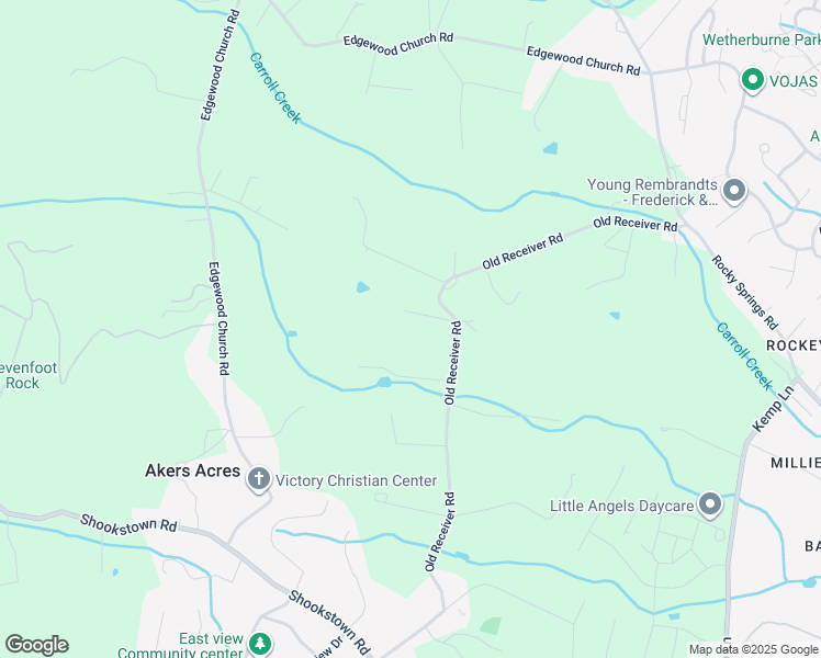 map of restaurants, bars, coffee shops, grocery stores, and more near 7832 Old Receiver Road in Frederick