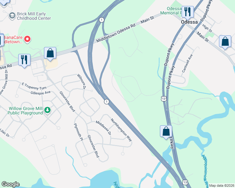 map of restaurants, bars, coffee shops, grocery stores, and more near 295 Mingo Way in Townsend