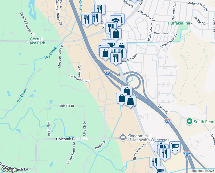 map of restaurants, bars, coffee shops, grocery stores, and more near 8790 Dixon Ln in Reno