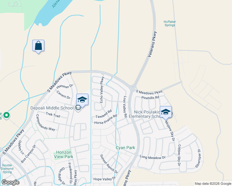 map of restaurants, bars, coffee shops, grocery stores, and more near 2110 Peaceful Valley Dr in Reno