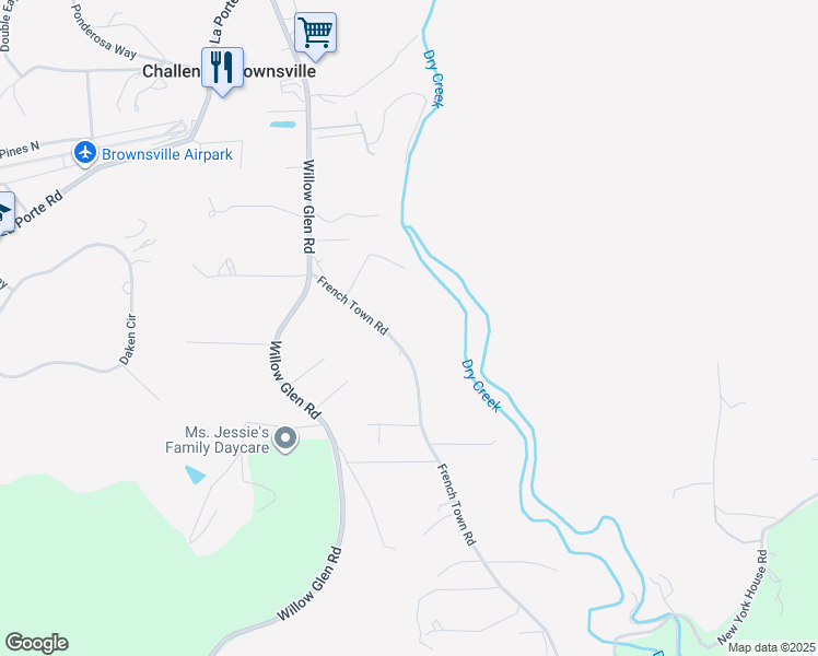 map of restaurants, bars, coffee shops, grocery stores, and more near 16799 French Town Road in Challenge-Brownsville