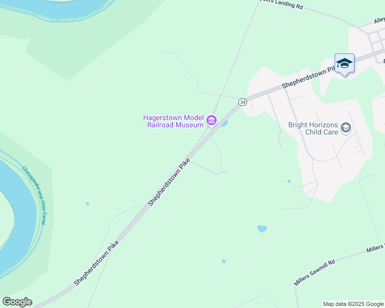 map of restaurants, bars, coffee shops, grocery stores, and more near Maryland 34 in Sharpsburg