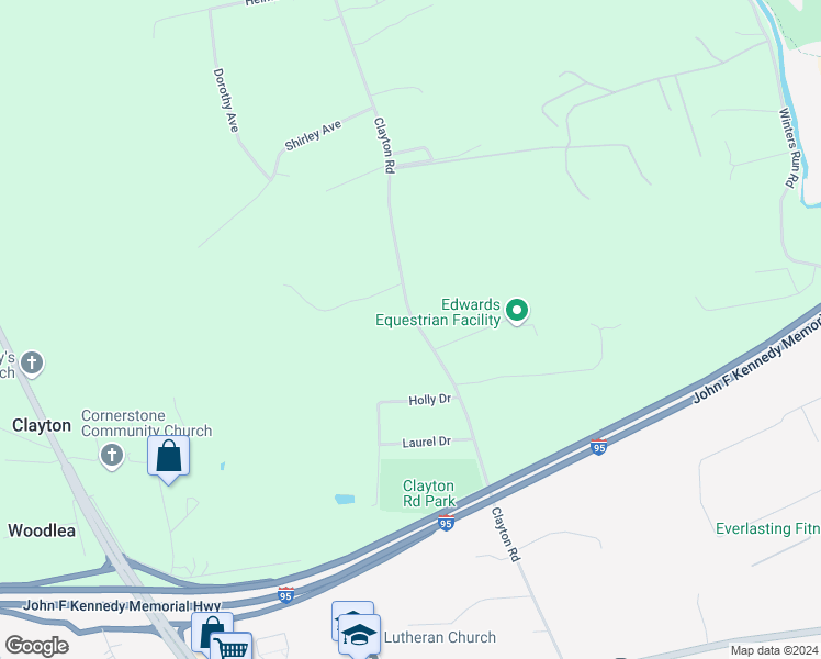 map of restaurants, bars, coffee shops, grocery stores, and more near 3610 Clayton Road in Harford County