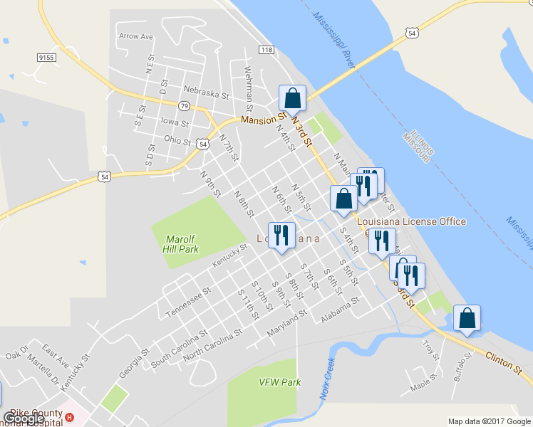 map of restaurants, bars, coffee shops, grocery stores, and more near 320 North 7th Street in Louisiana