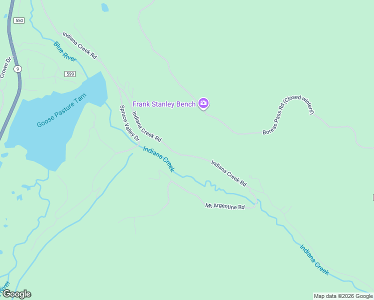map of restaurants, bars, coffee shops, grocery stores, and more near 881 Indiana Creek Road in Blue River