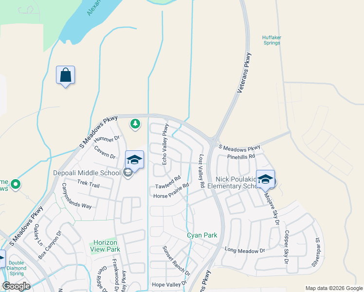 map of restaurants, bars, coffee shops, grocery stores, and more near 2080 Peaceful Valley Drive in Reno