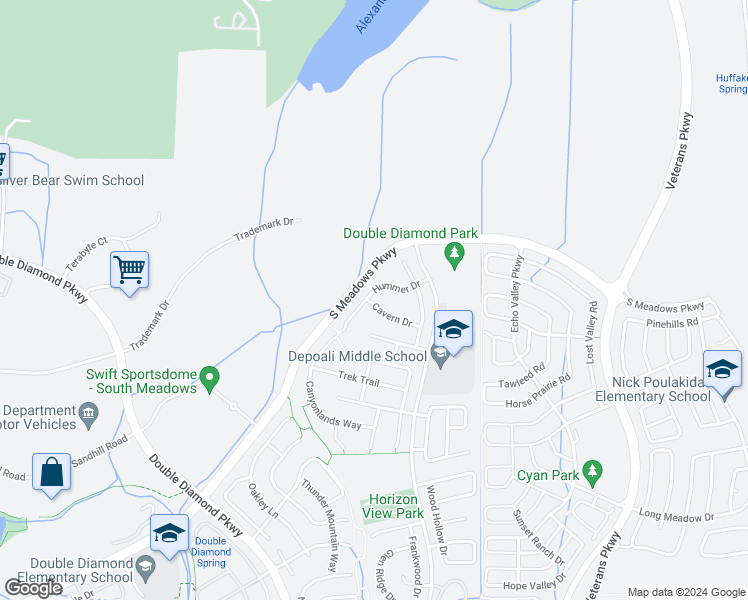 map of restaurants, bars, coffee shops, grocery stores, and more near 1731 Cavern Drive in Reno