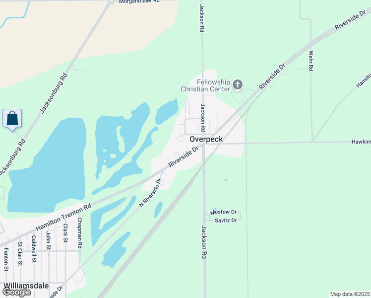map of restaurants, bars, coffee shops, grocery stores, and more near 4150 Hamilton Trenton Road in Hamilton