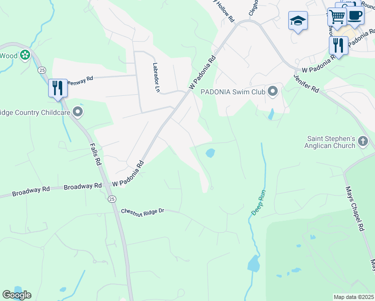 map of restaurants, bars, coffee shops, grocery stores, and more near 1001 Monaghan Court in Lutherville-Timonium