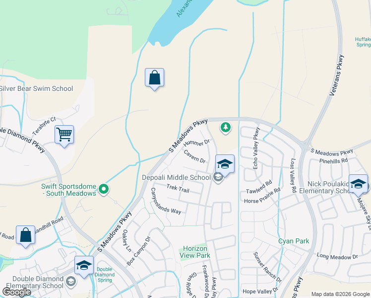 map of restaurants, bars, coffee shops, grocery stores, and more near 1731 Cavern Drive in Reno