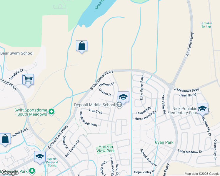 map of restaurants, bars, coffee shops, grocery stores, and more near 9130 Hummer Drive in Reno