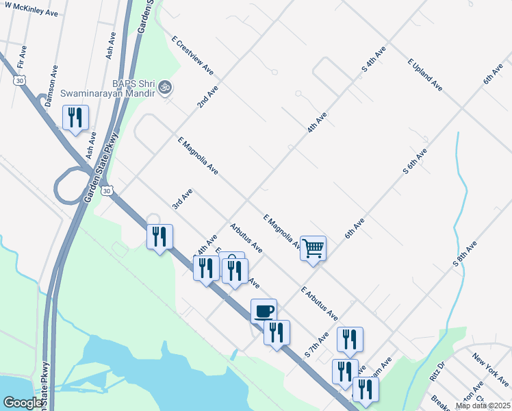 map of restaurants, bars, coffee shops, grocery stores, and more near 233 East Magnolia Avenue in Galloway