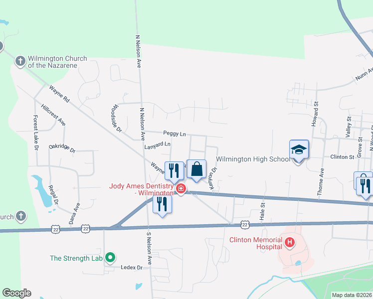 map of restaurants, bars, coffee shops, grocery stores, and more near 343 Washington Avenue in Wilmington