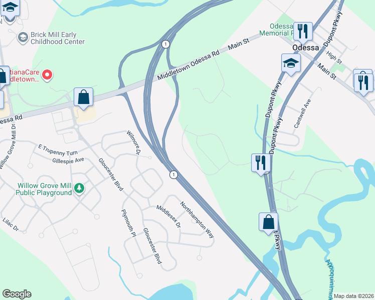 map of restaurants, bars, coffee shops, grocery stores, and more near 318 Mingo Way in Townsend
