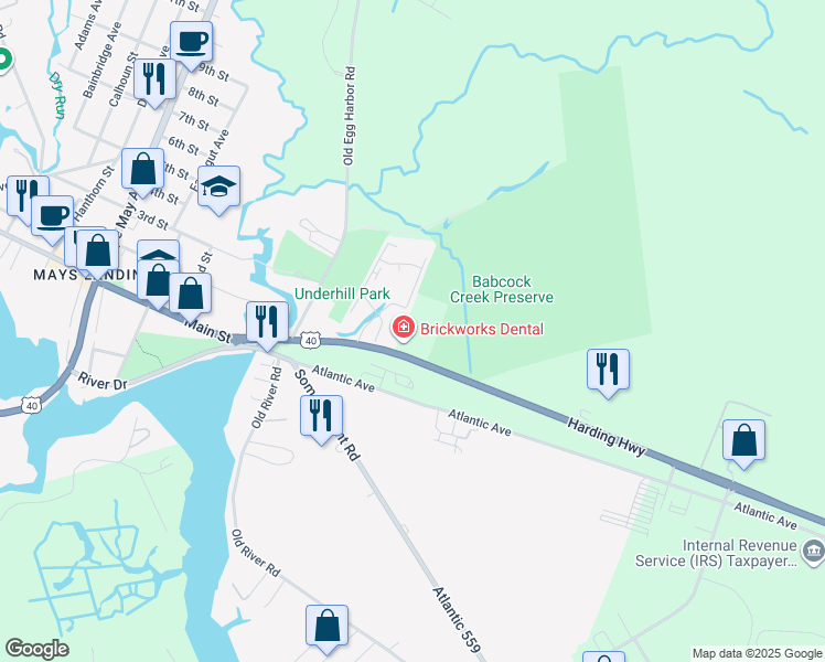 map of restaurants, bars, coffee shops, grocery stores, and more near 5429 Harding Highway in Hamilton