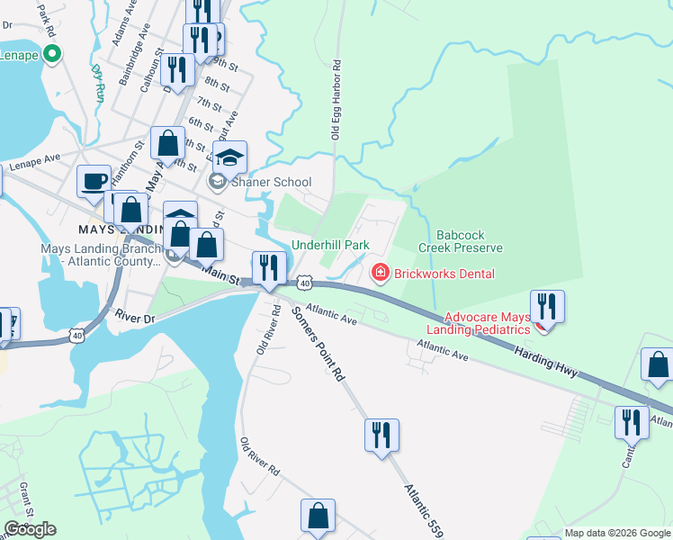 map of restaurants, bars, coffee shops, grocery stores, and more near 116 Old Egg Harbor Road in Hamilton
