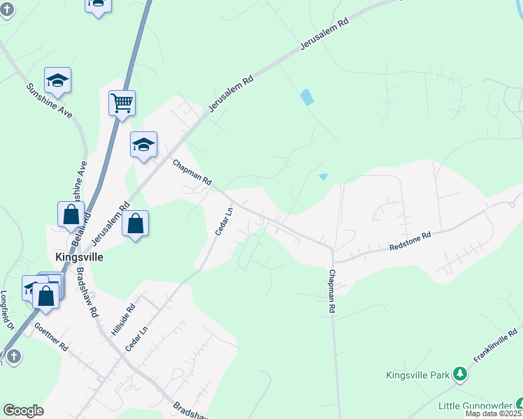 map of restaurants, bars, coffee shops, grocery stores, and more near 7716 Chapman Road in Kingsville