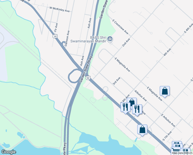 map of restaurants, bars, coffee shops, grocery stores, and more near 741 South 2nd Avenue in Galloway