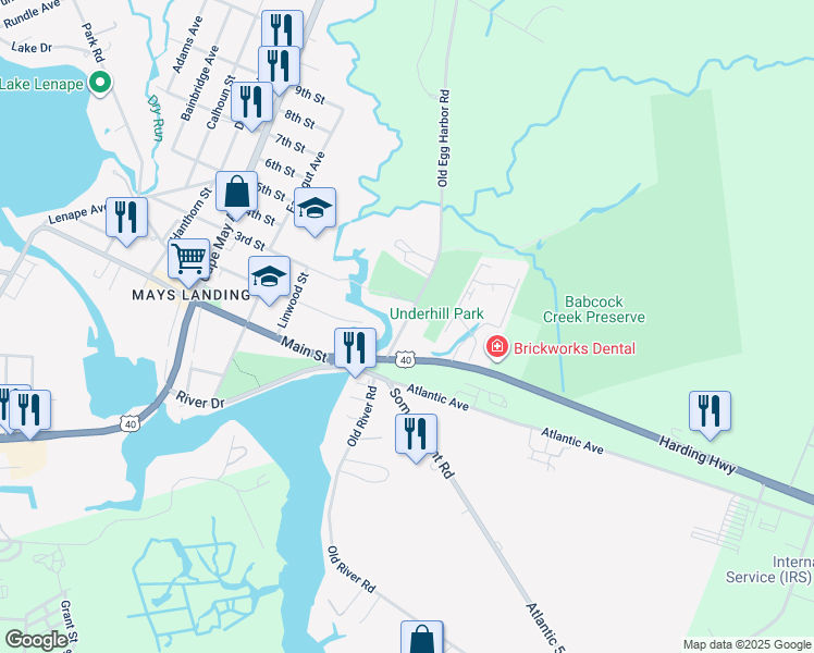 map of restaurants, bars, coffee shops, grocery stores, and more near 116 Old Egg Harbor Road in Hamilton