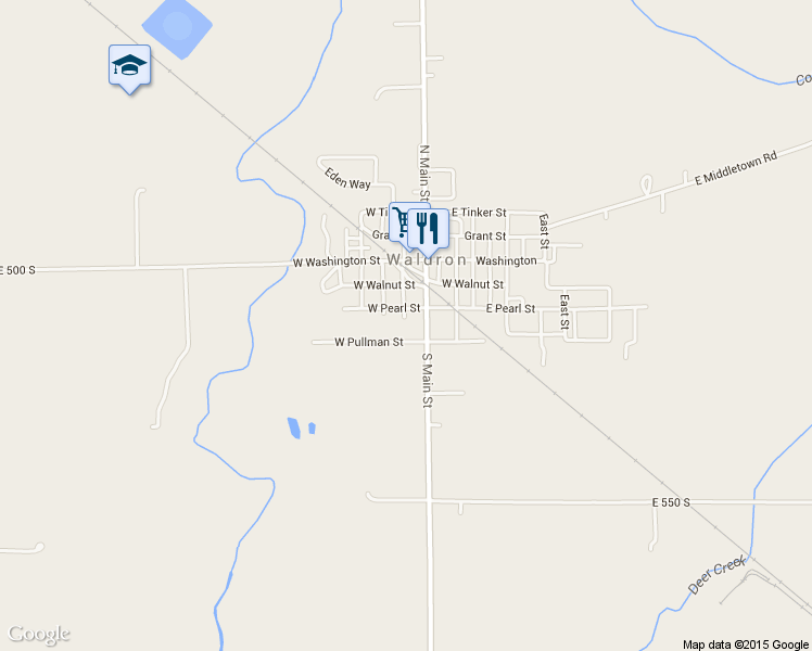 map of restaurants, bars, coffee shops, grocery stores, and more near 307 South Mulberry Street in Waldron