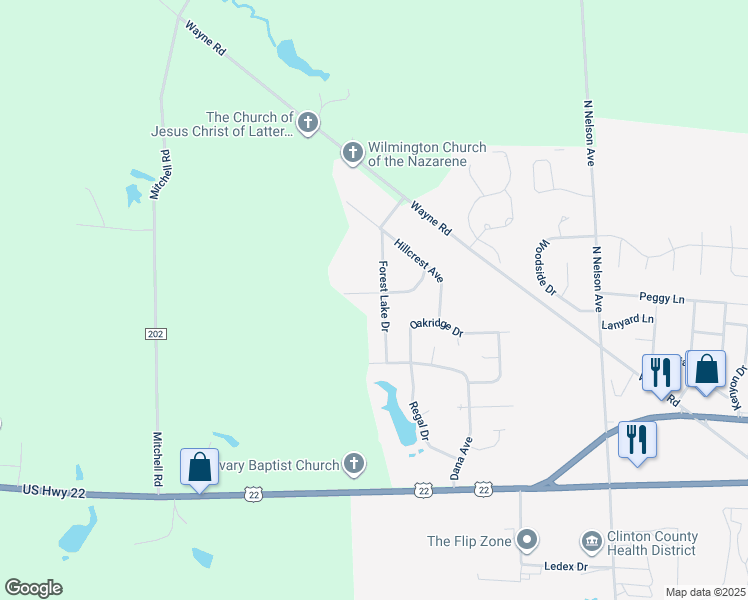 map of restaurants, bars, coffee shops, grocery stores, and more near 477 Forest Lake Drive in Wilmington