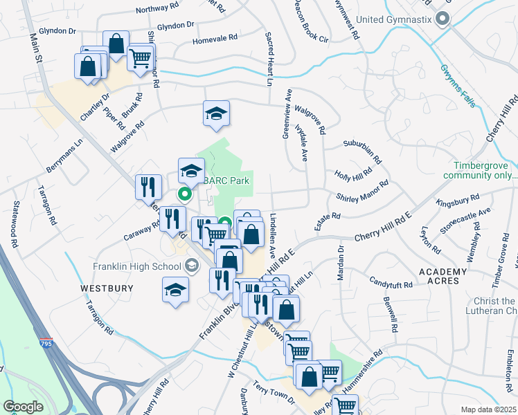 map of restaurants, bars, coffee shops, grocery stores, and more near 110 Conewood Avenue in Reisterstown