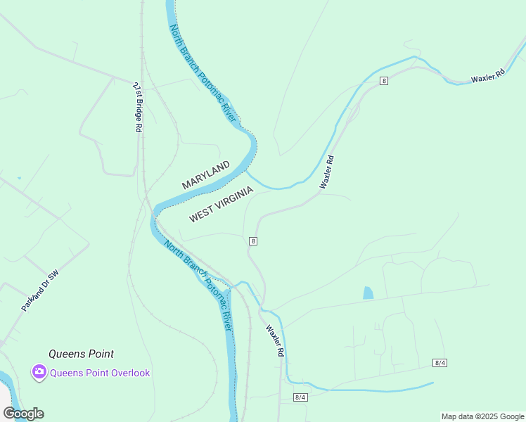 map of restaurants, bars, coffee shops, grocery stores, and more near 1201 Waxler Road in Keyser