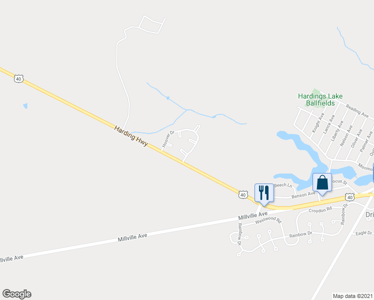 map of restaurants, bars, coffee shops, grocery stores, and more near 6028 Hoover Drive in Hamilton