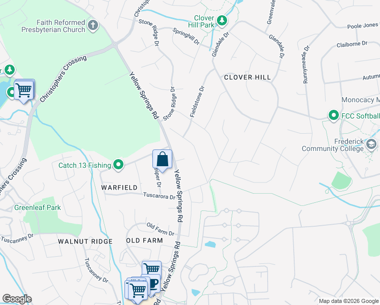 map of restaurants, bars, coffee shops, grocery stores, and more near 7928 Old Seventh Street in Frederick