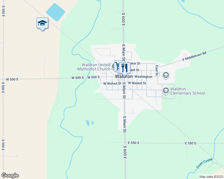 map of restaurants, bars, coffee shops, grocery stores, and more near 307 South Mulberry Street in Waldron
