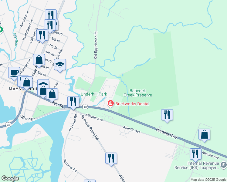 map of restaurants, bars, coffee shops, grocery stores, and more near 5429 Harding Highway in Hamilton
