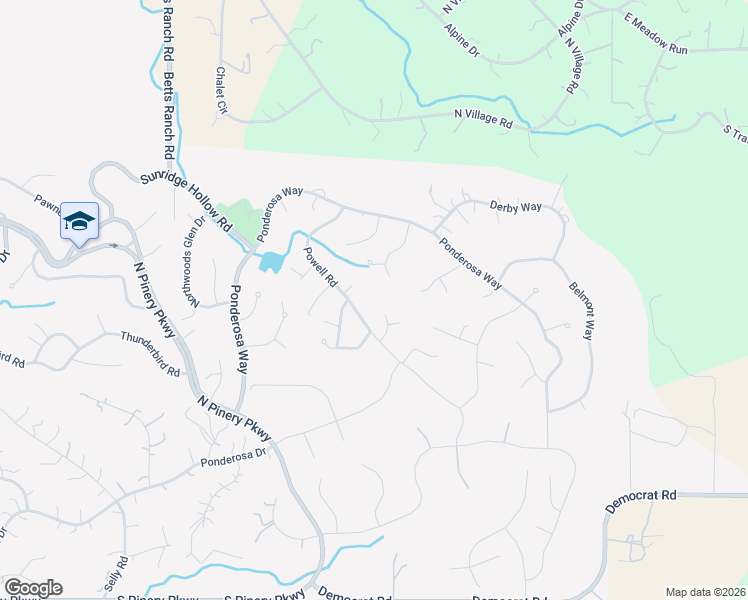 map of restaurants, bars, coffee shops, grocery stores, and more near 6132 North Powell Road in Parker