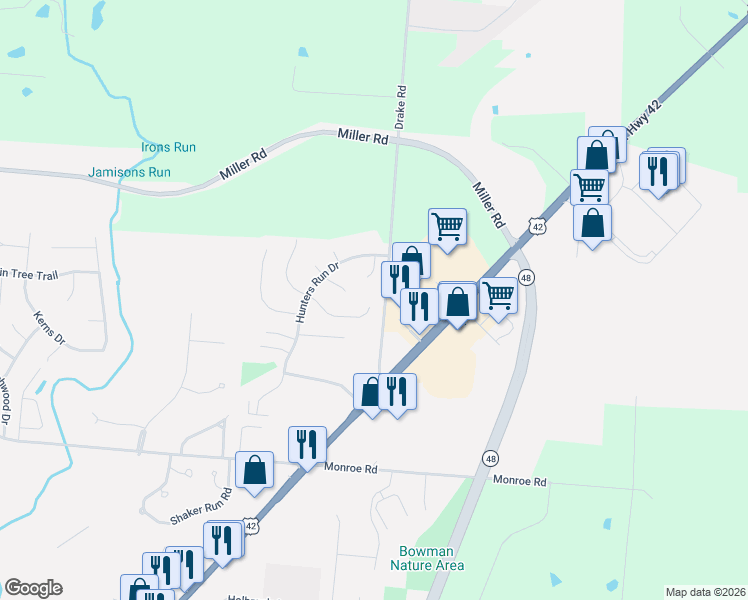 map of restaurants, bars, coffee shops, grocery stores, and more near 790 Oleander Court in Lebanon