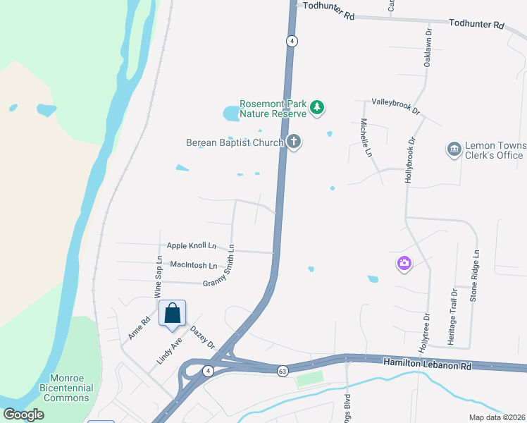 map of restaurants, bars, coffee shops, grocery stores, and more near 18 Buckeye Drive in Middletown