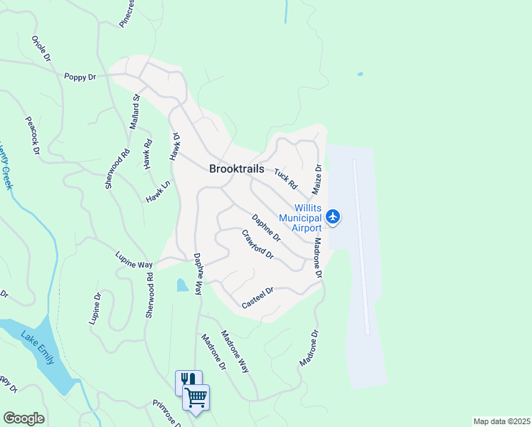 map of restaurants, bars, coffee shops, grocery stores, and more near 1573 Padula Dr in Willits